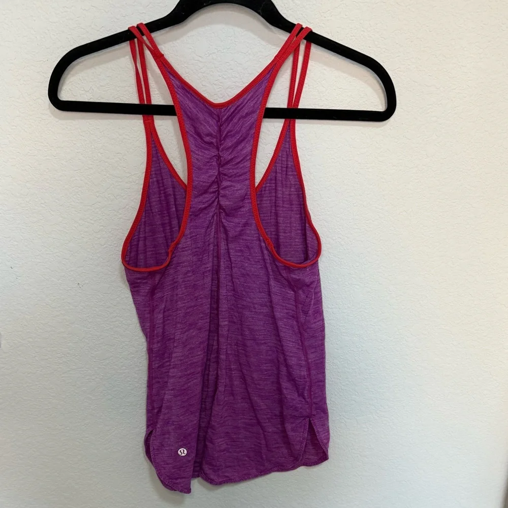 Lululemon What The Sport Singlet Il Tank Heathered Ultra Violet / Alarming Red 6